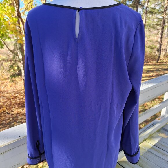 Talbots Purple Tunic Top Black Trim Large - Picture 8 of 8